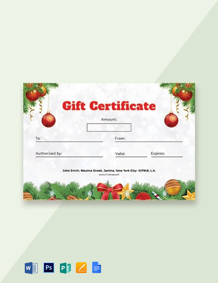 Free Formal Christmas Gift Certificate Template - Google Docs, Word, Apple Pages, PSD, Publisher