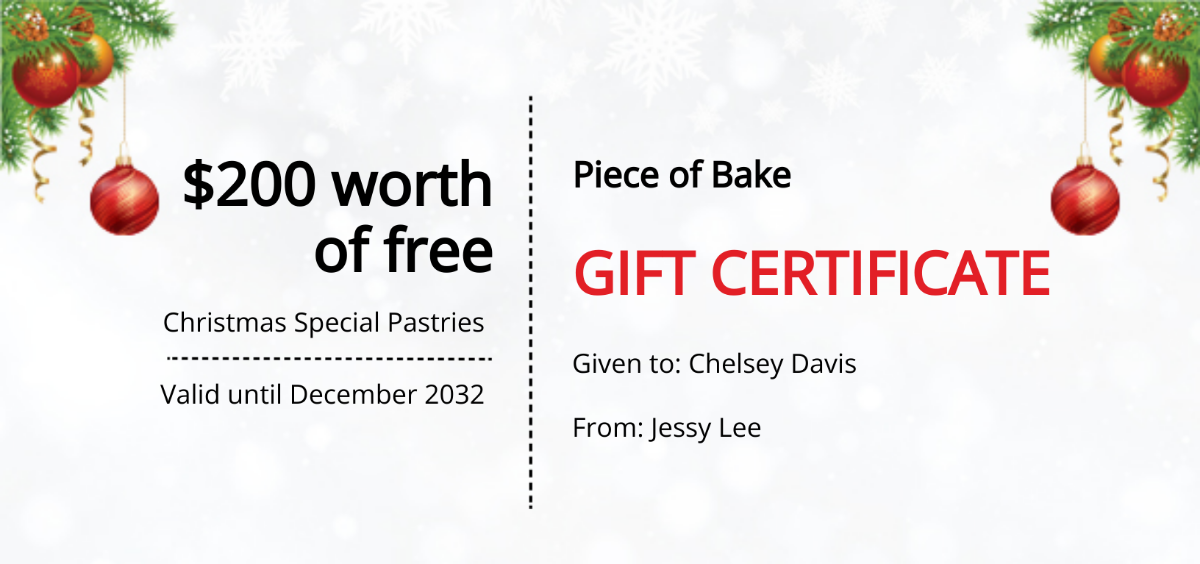 Free Formal Christmas Gift Certificate