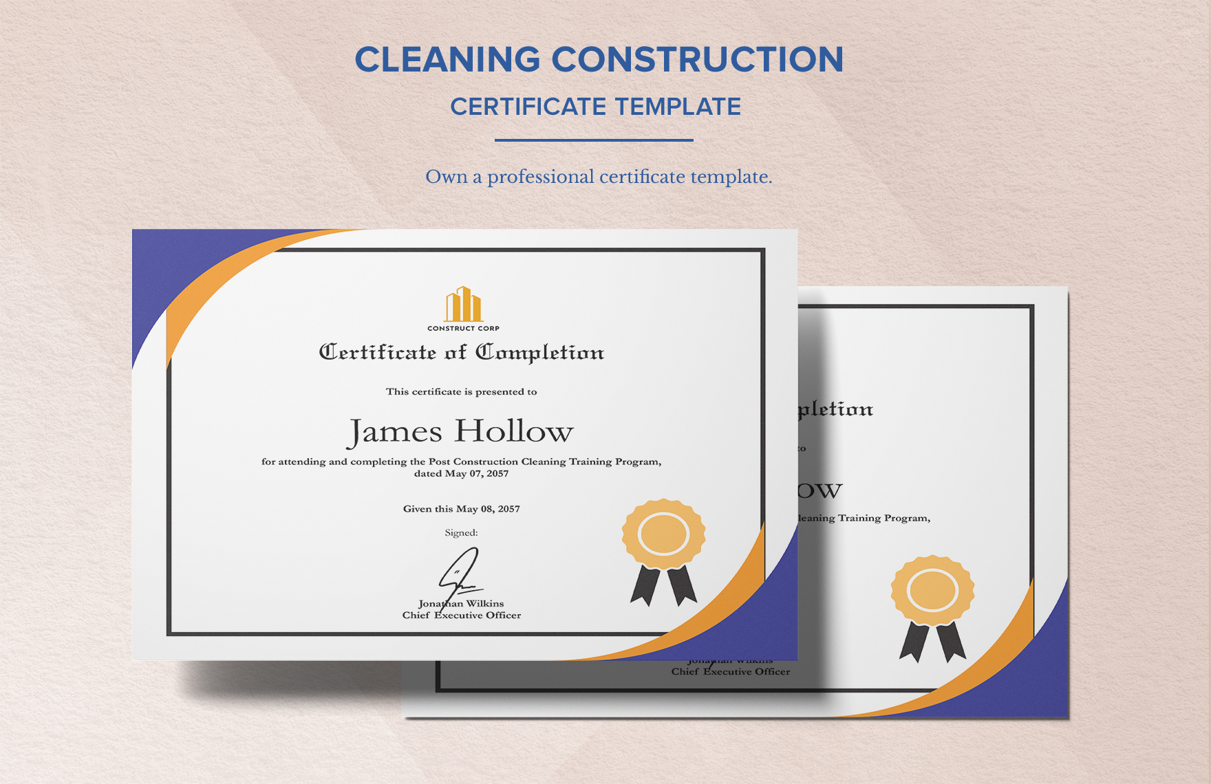 Cleaning Construction Certificate Template