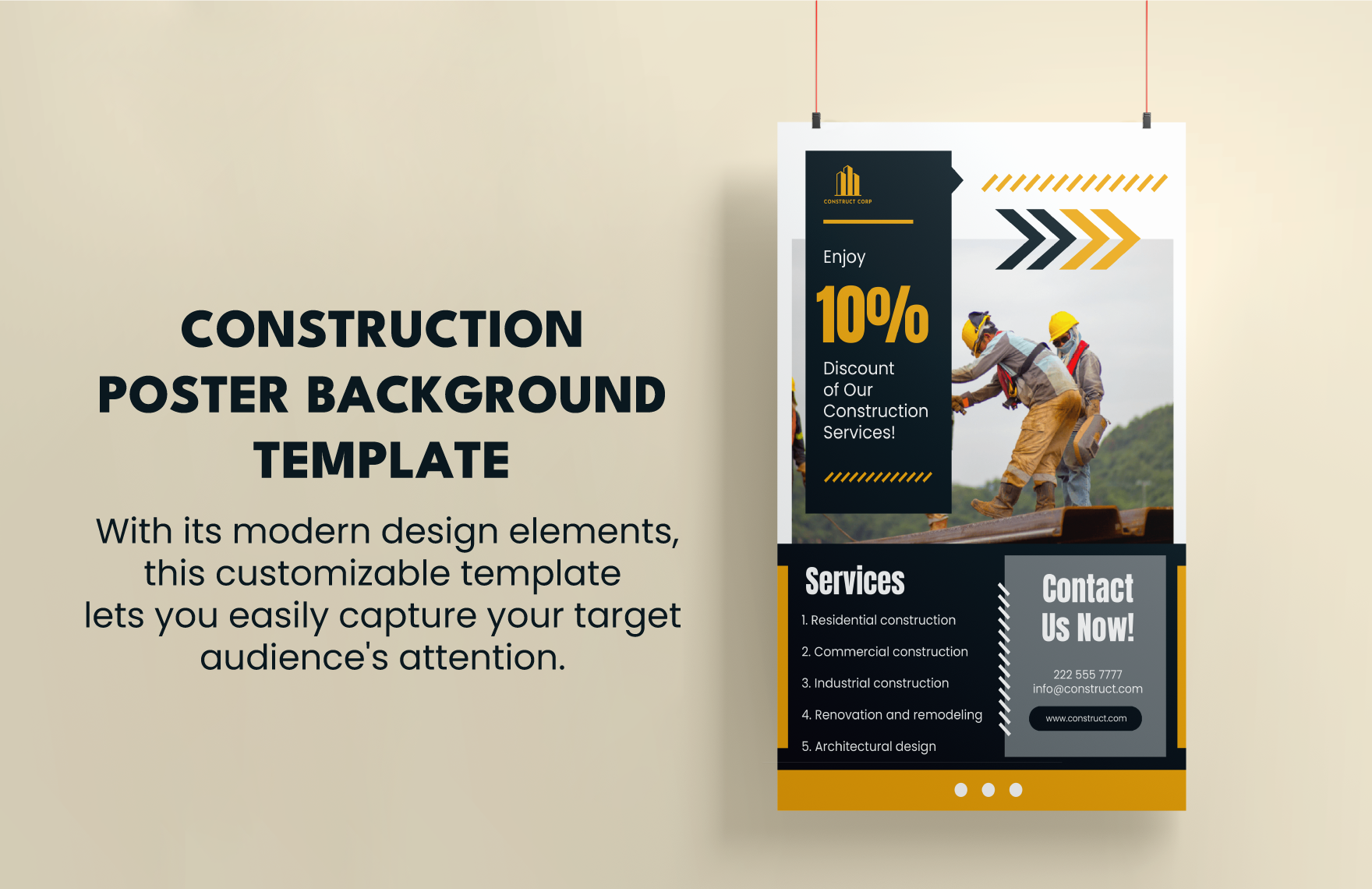 Construction Poster Background Template in Word, Illustrator, PSD, Publisher, SVG, PNG