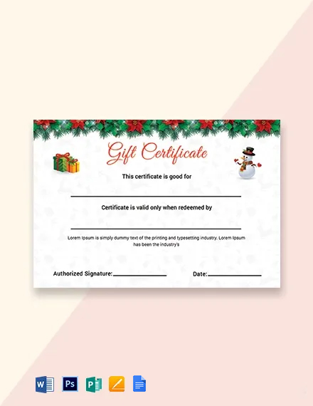 Christmas Cantata Gift Certificate Template - Google Docs, Word, Apple Pages, PSD, Publisher