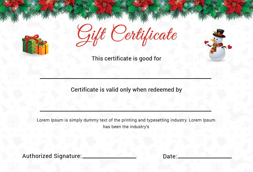 Christmas Cantata Gift Certificate Template