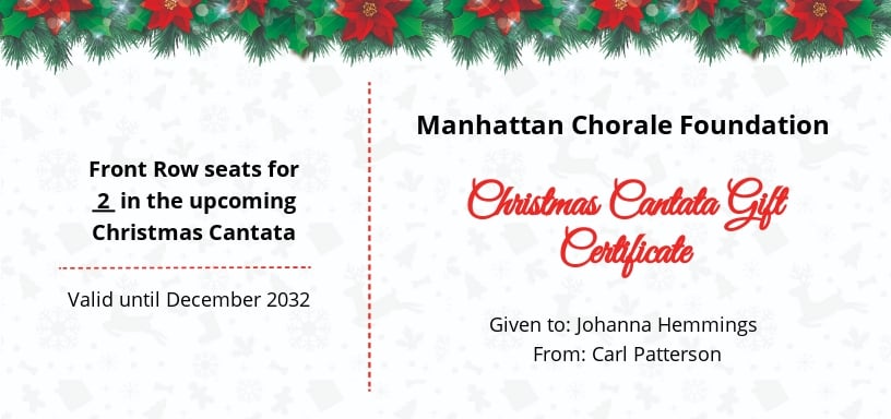 Christmas Cantata Gift Certificate Template - Google Docs, Word, Apple Pages, PSD, Publisher