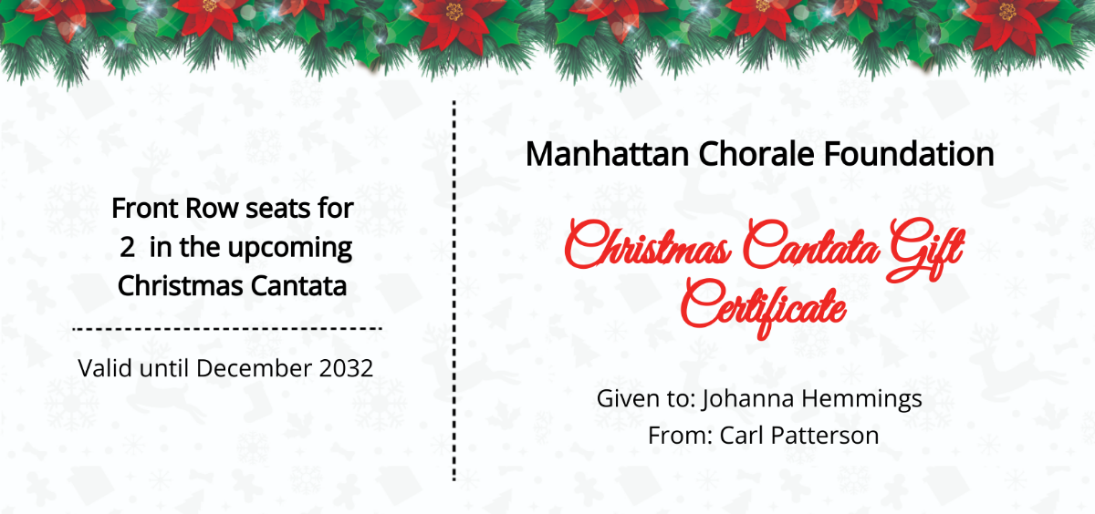 Christmas Cantata Gift Certificate Template