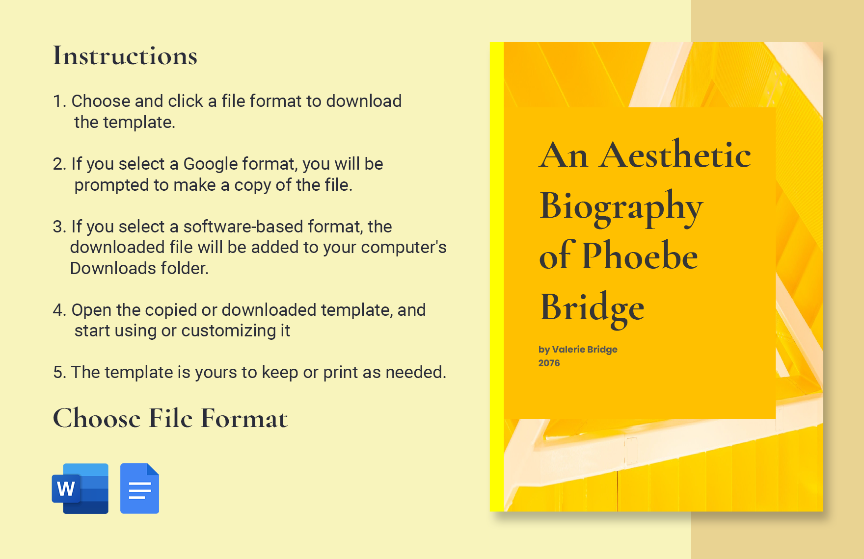Aesthetic Biography Template Download in Word, Google Docs