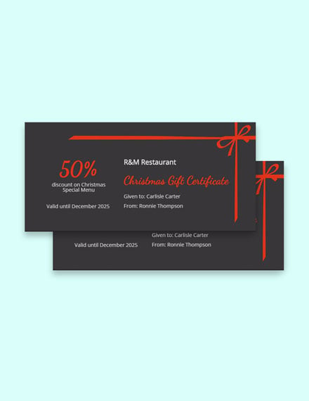 Merry Christmas Gift Certificate 