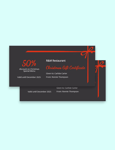 Merry Christmas Gift Certificate Template - Google Docs, Word, Apple Pages, PSD, Publisher