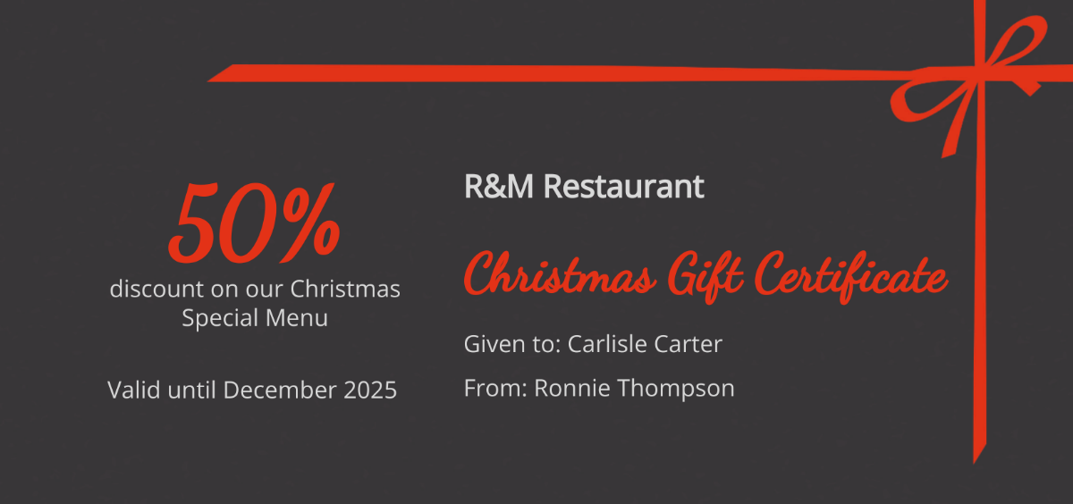 Merry Christmas Gift Certificate Template