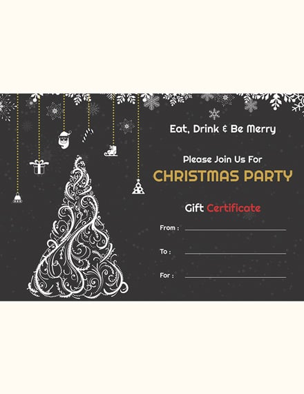 Free Christmas Party Gift Certificate Template Word Psd