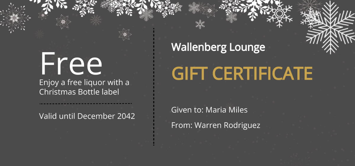 Christmas Party Gift Certificate Template
