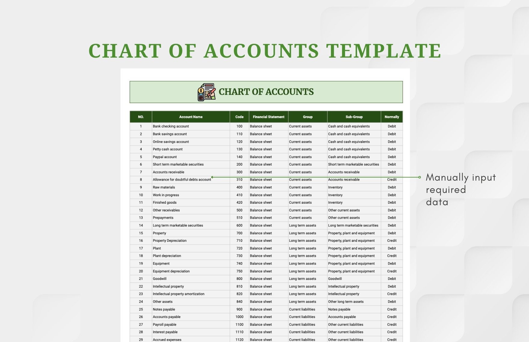 Chart of Accounts Template