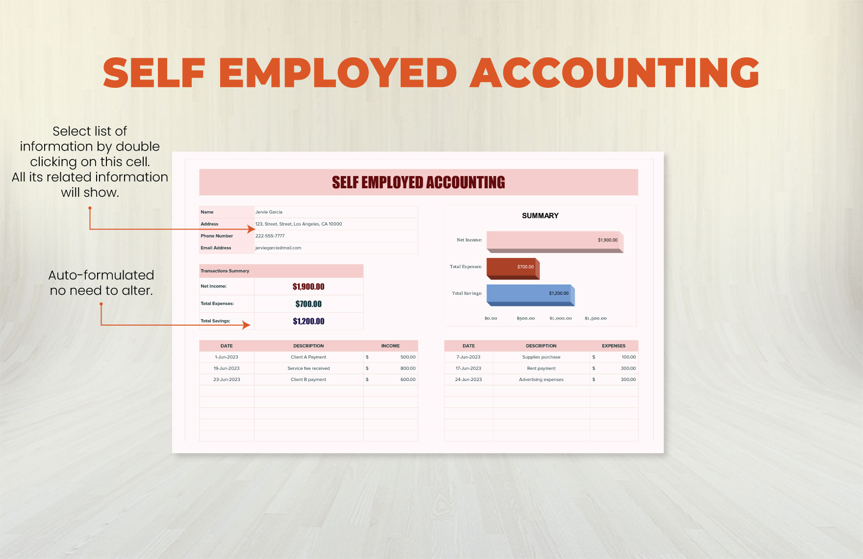 Free Self Employed Accounting Template - Download in Excel, Google ...