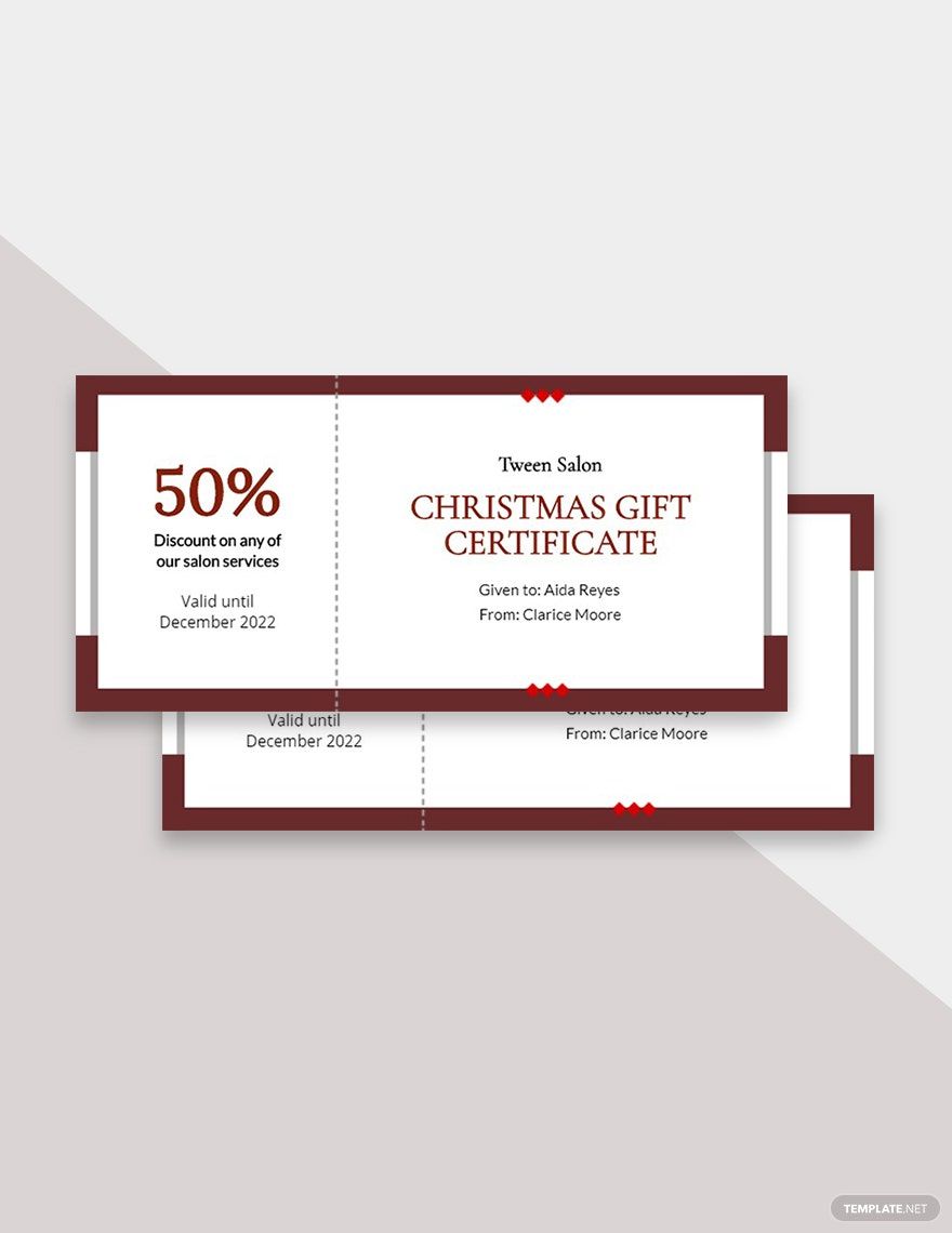 Simple Christmas Gift Certificate Template - Google Docs, Illustrator ...