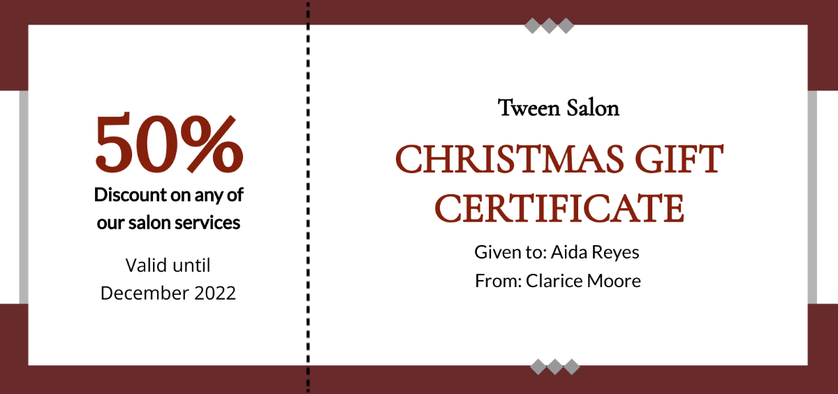 Simple Christmas Gift Certificate Template