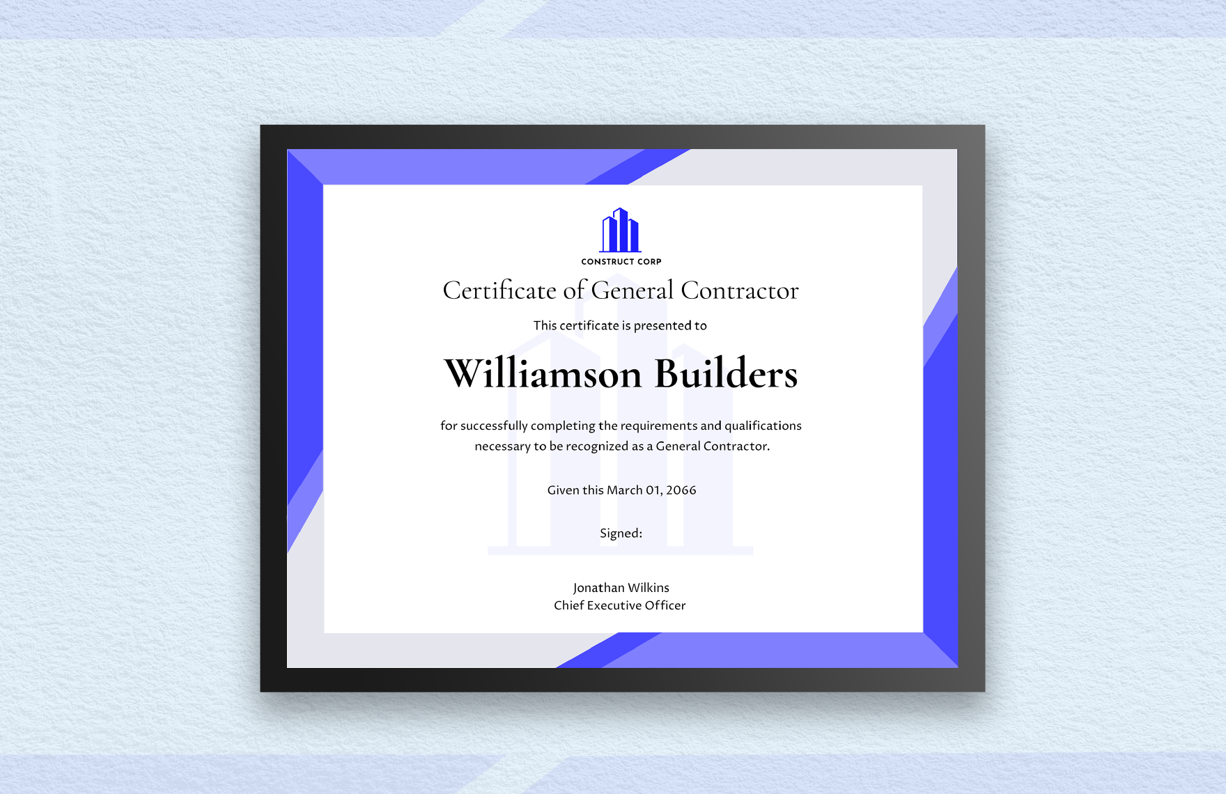 General Contractor Certificate 