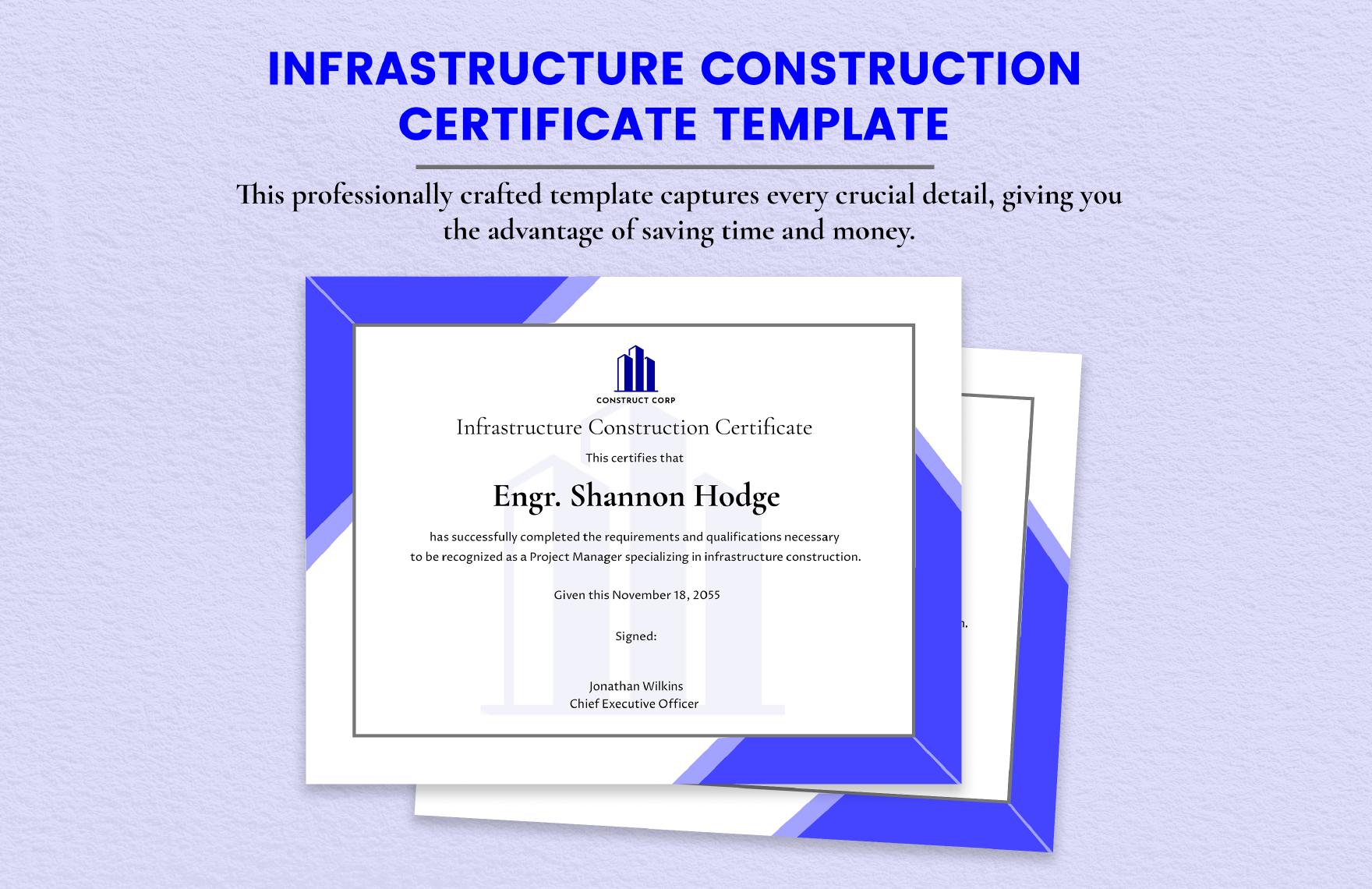 Infrastructure Construction Certificate 