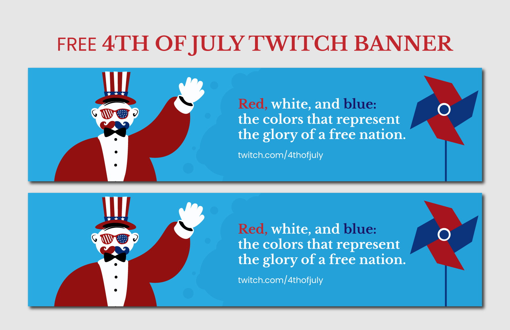 Free 4th of July Twitch Banner in Illustrator, PSD, EPS, SVG, JPG, PNG
