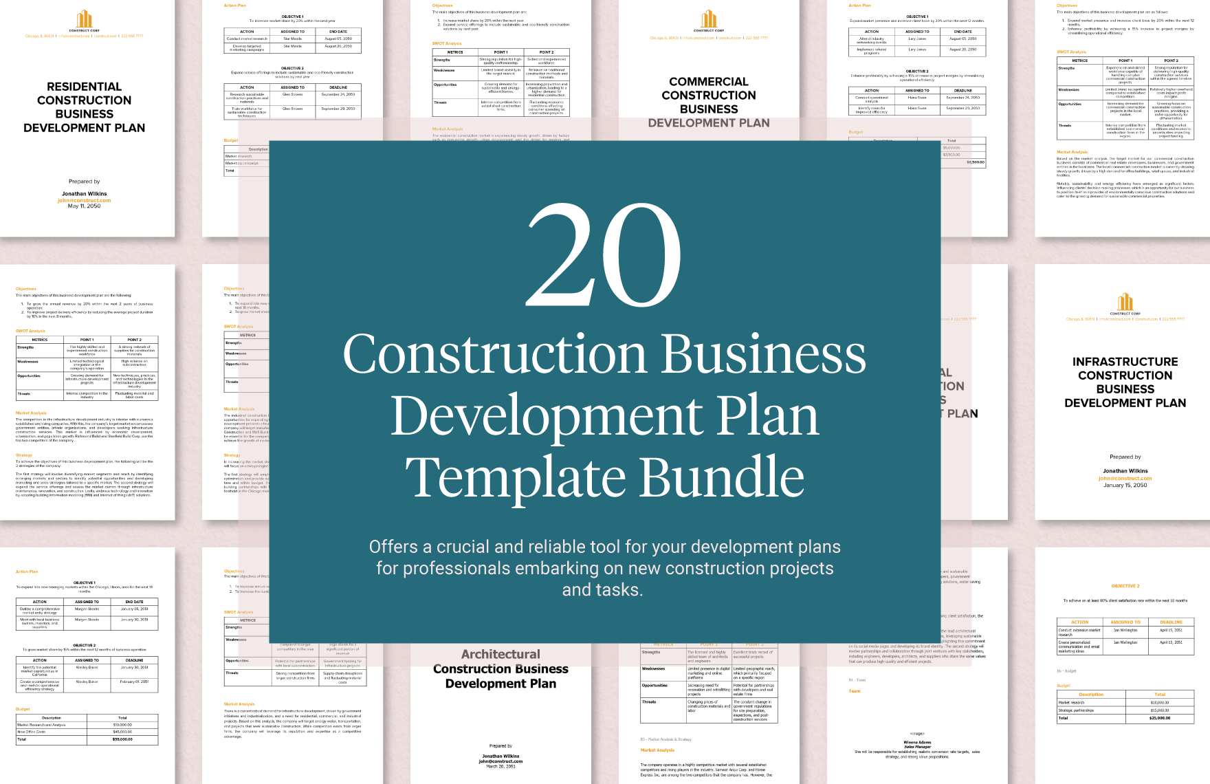 20 Construction Business Development Plan Template Bundle in Word, Google Docs