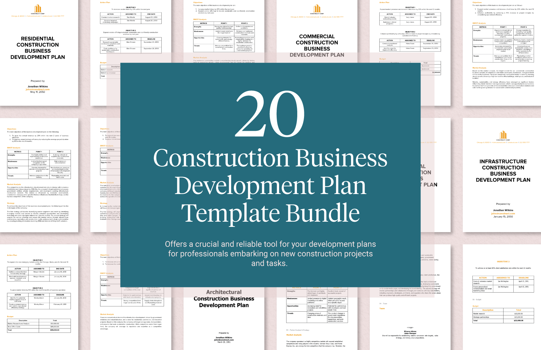 20 Construction Business Development Plan Template Bundle