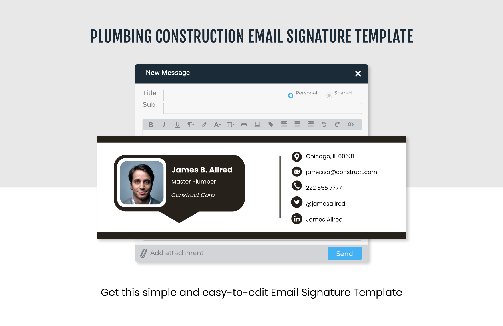 Plumbing Construction Email Signature Template in Word, Illustrator, PSD