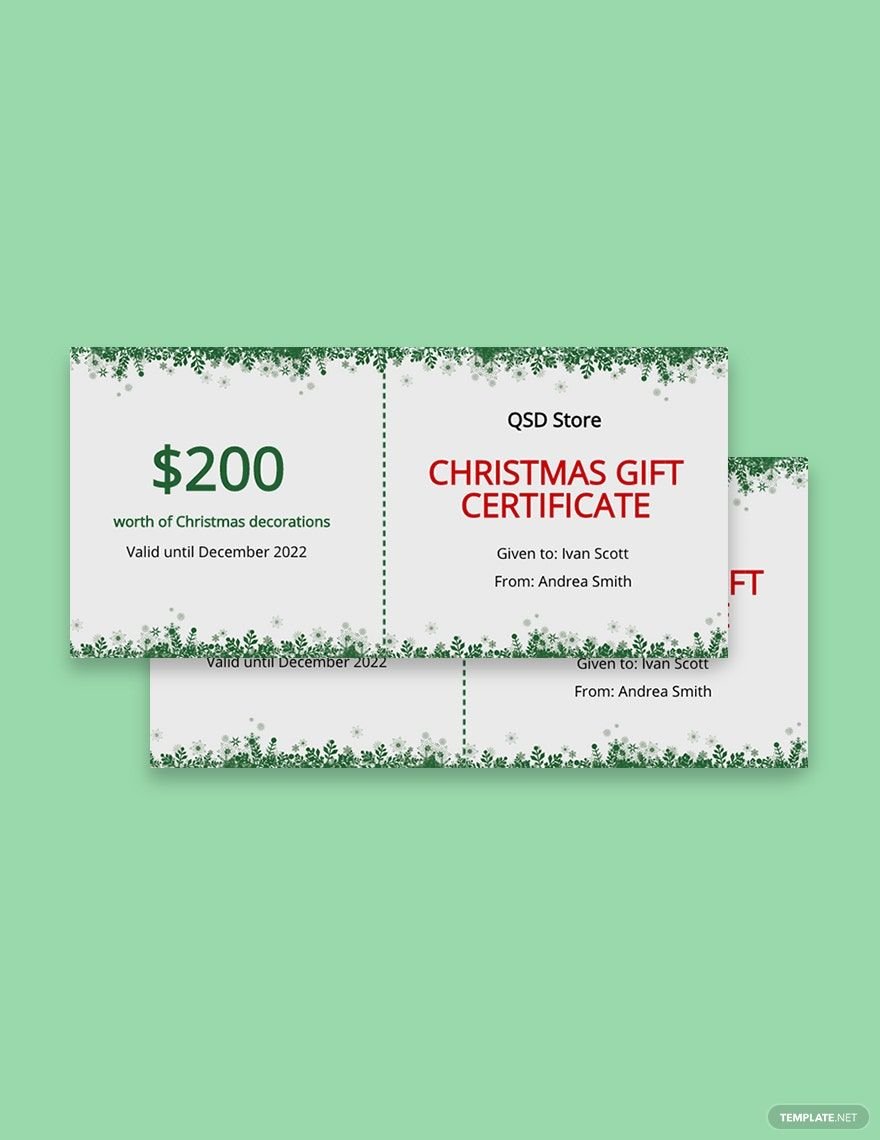 Snowflake Christmas Gift Certificate Template