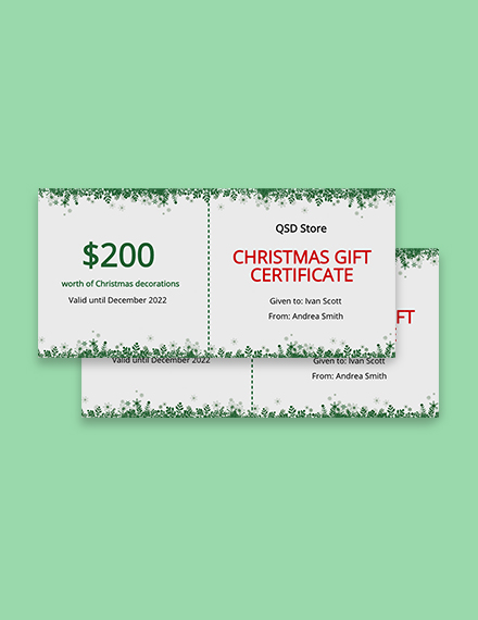 Snowflake Christmas Gift Certificate Template - Google Docs, Word ...