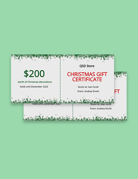 Snowflake Christmas Gift Certificate Template - Google Docs, Word, Apple Pages, PSD, Publisher