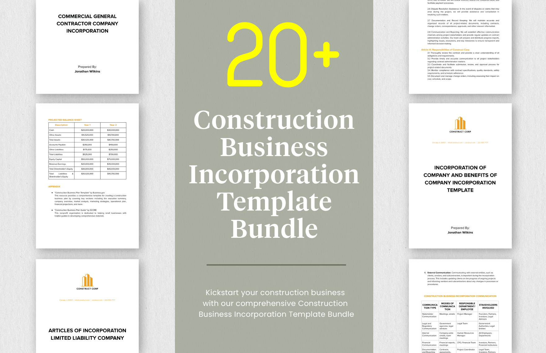 20+ Construction Business Incorporation Template Bundle in Word, Google Docs