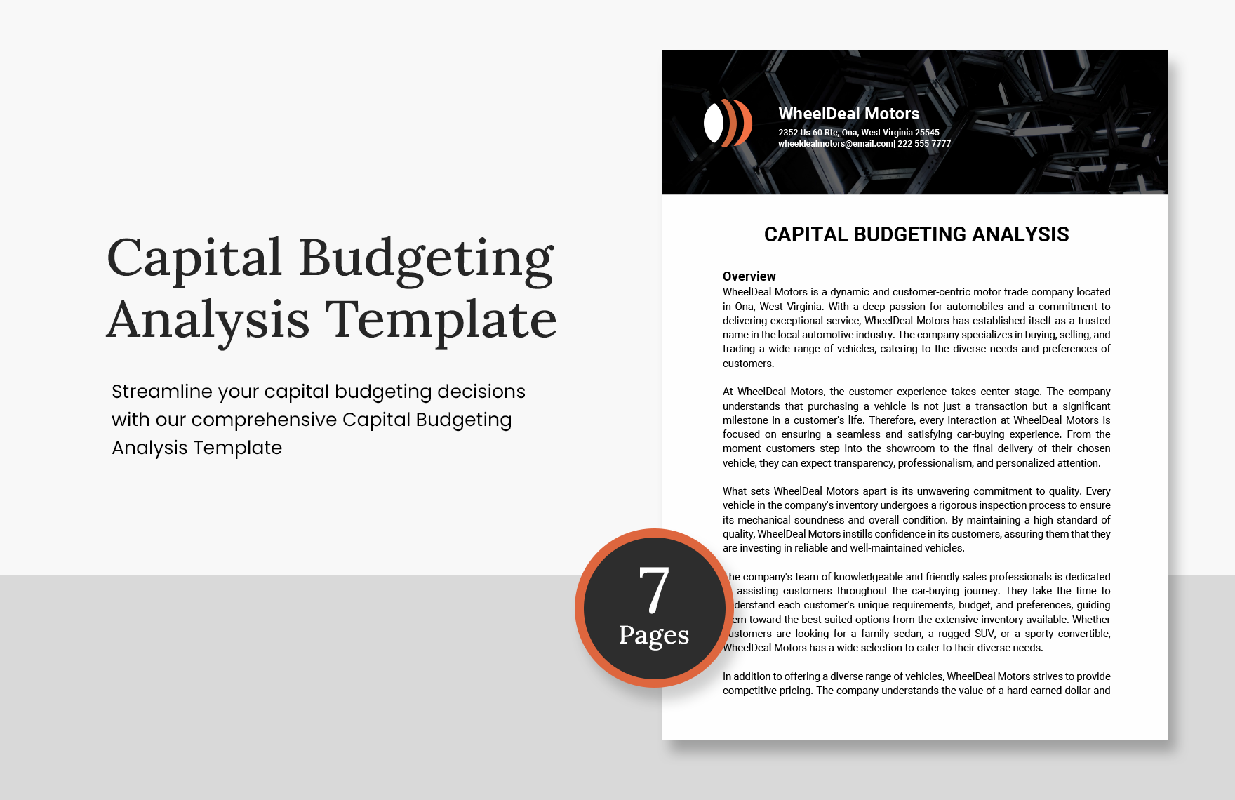 Capital budgeting Analysis Template