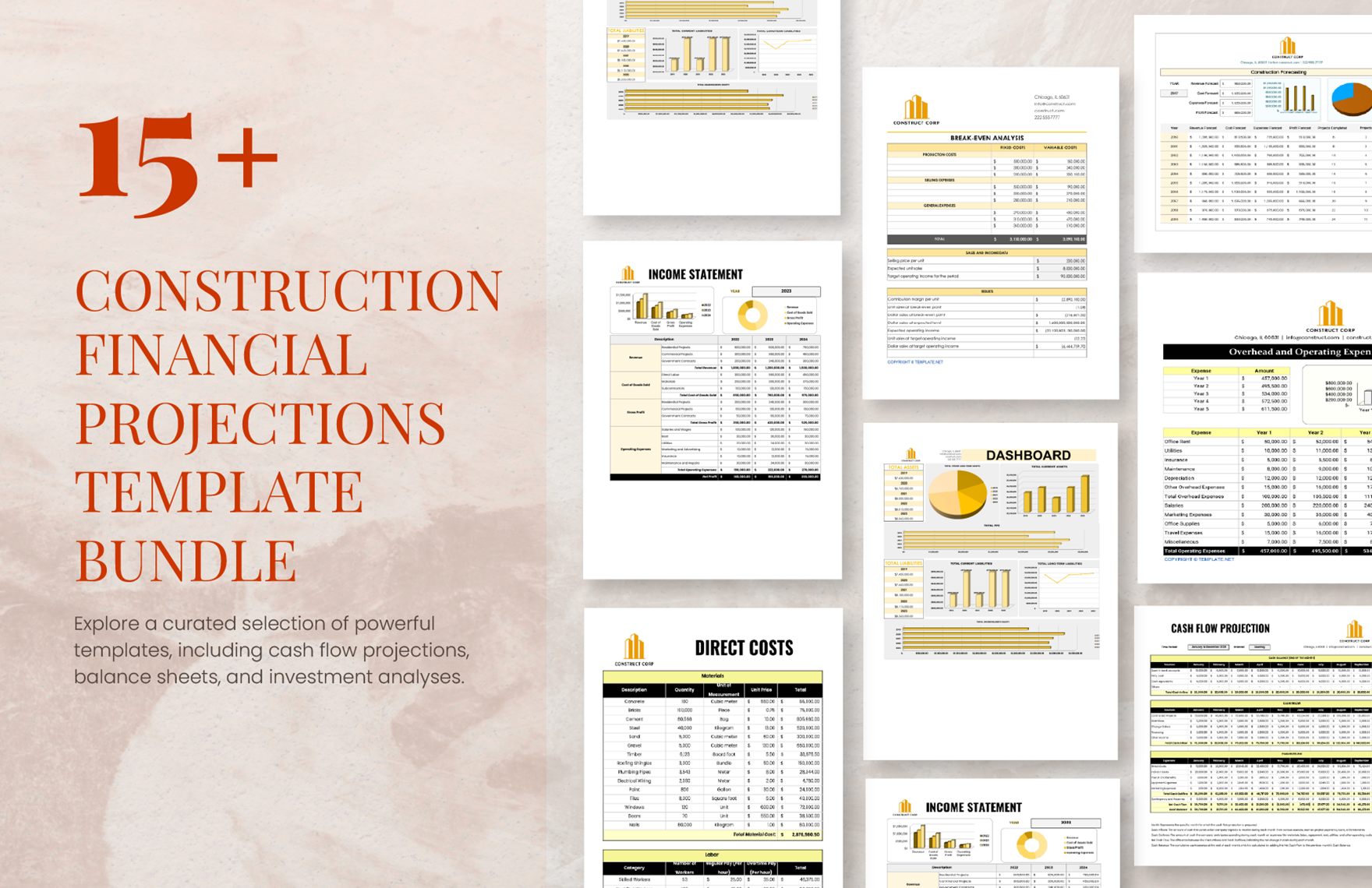 15+ Construction Financial Projections Template Bundle