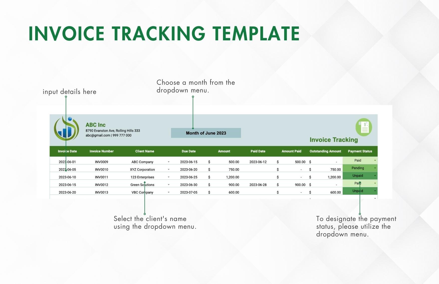 Invoice Tracking Template