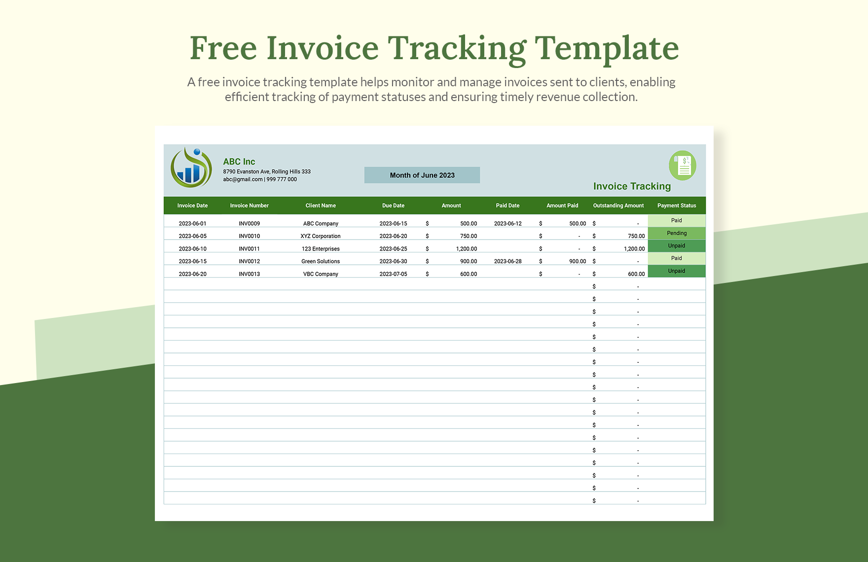 Free Invoice Tracking Template