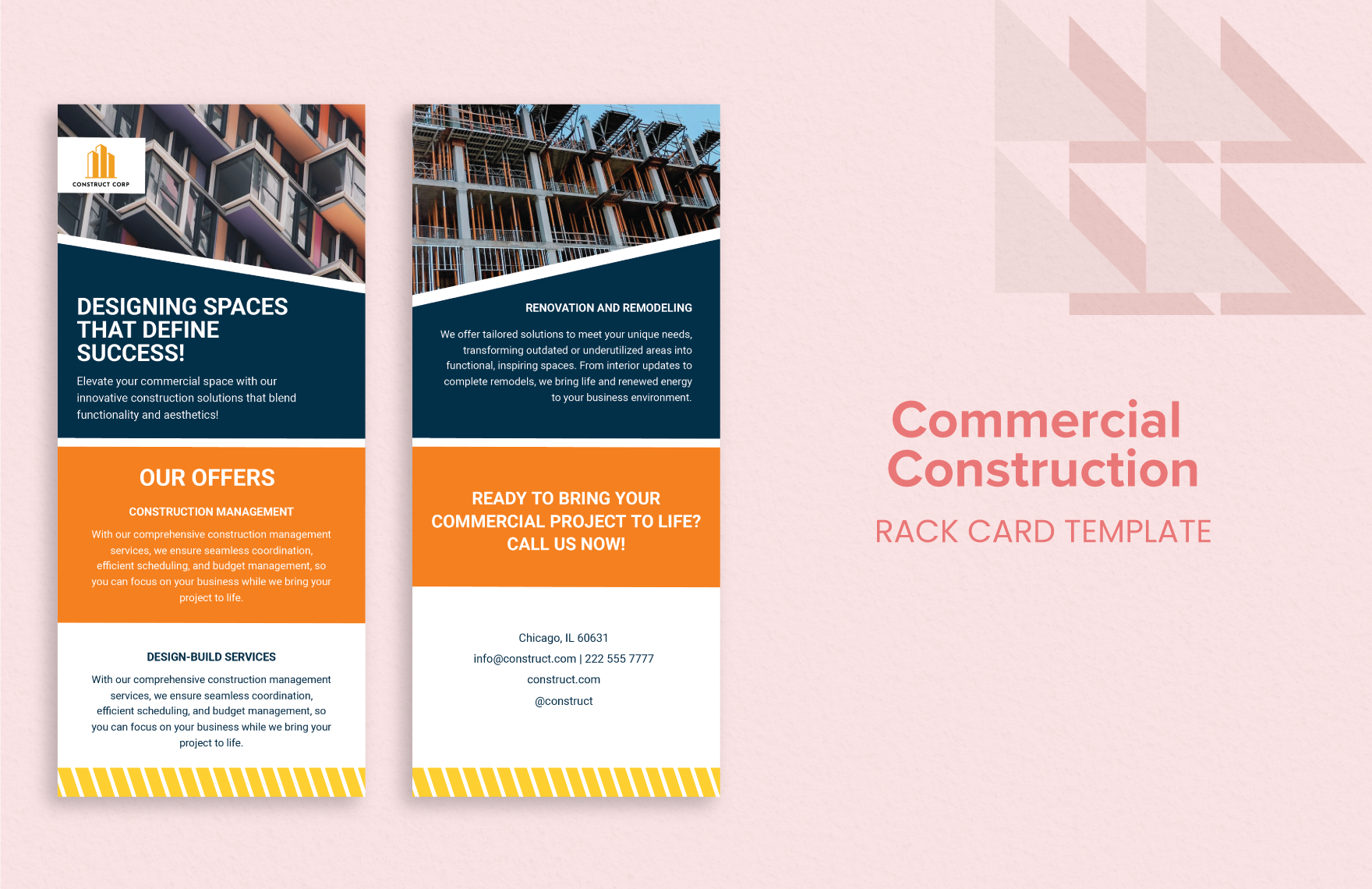 Commercial Construction Rack Card Template