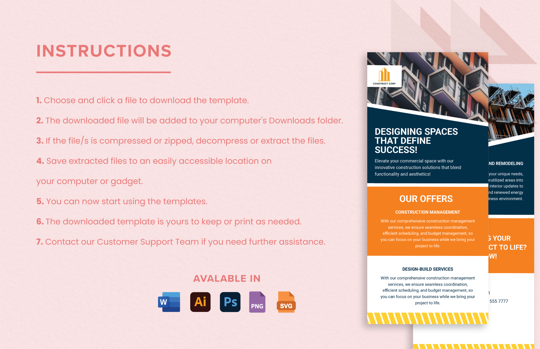 Commercial Construction Rack Card Template