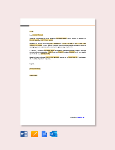 Free Sample School Reference Letter Template - Google Docs, Word, Apple Pages