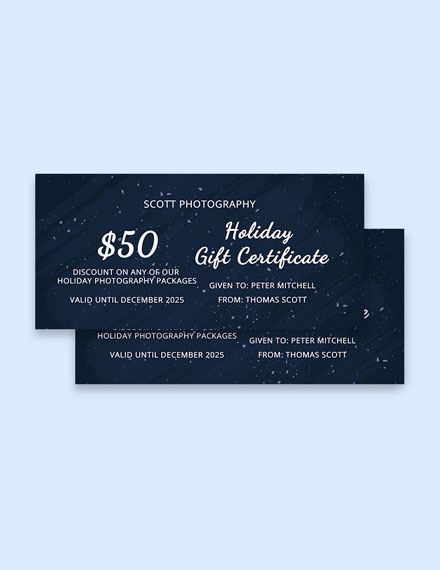 Elegant Holiday Gift Certificate Template - Google Docs, Word, Apple Pages, PSD, Publisher