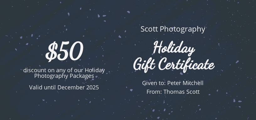 Elegant Holiday Gift Certificate Template - Google Docs, Word, Apple Pages, PSD, Publisher