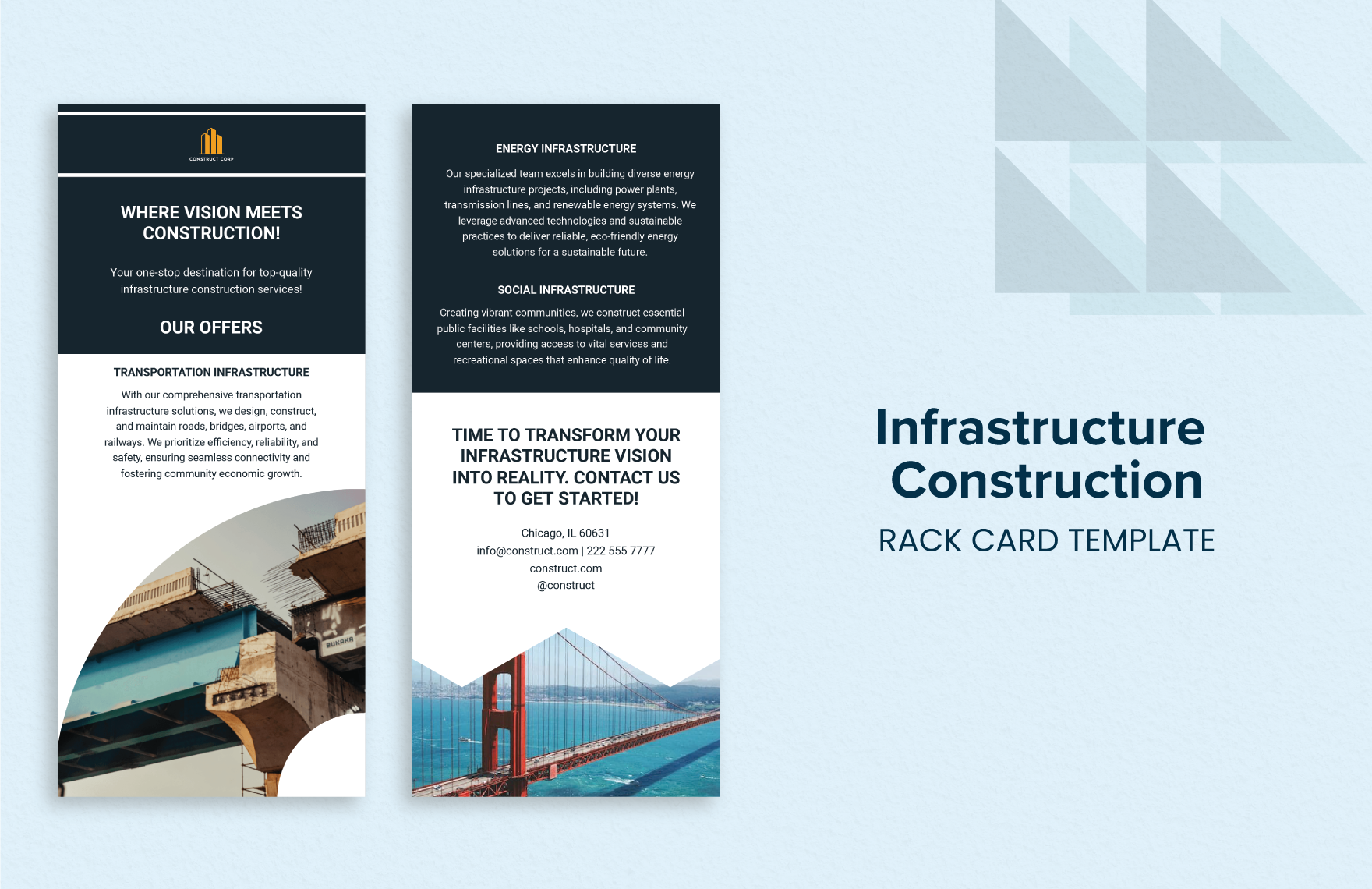 Infrastructure Construction Rack Card Template