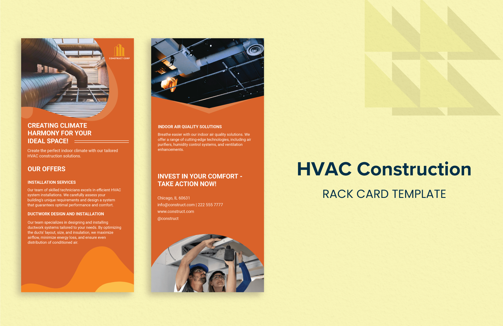 HVAC Construction Rack Card Template