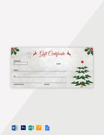 Free Elegant Christmas Gift Certificate Template - Google Docs, Word, Apple Pages, PSD, Publisher