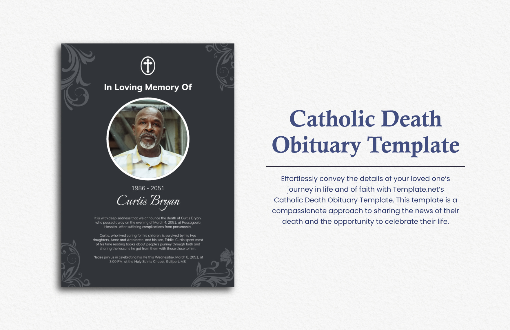 Catholic Death Obituary Template