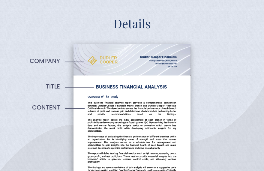 Business Financial Analysis Template