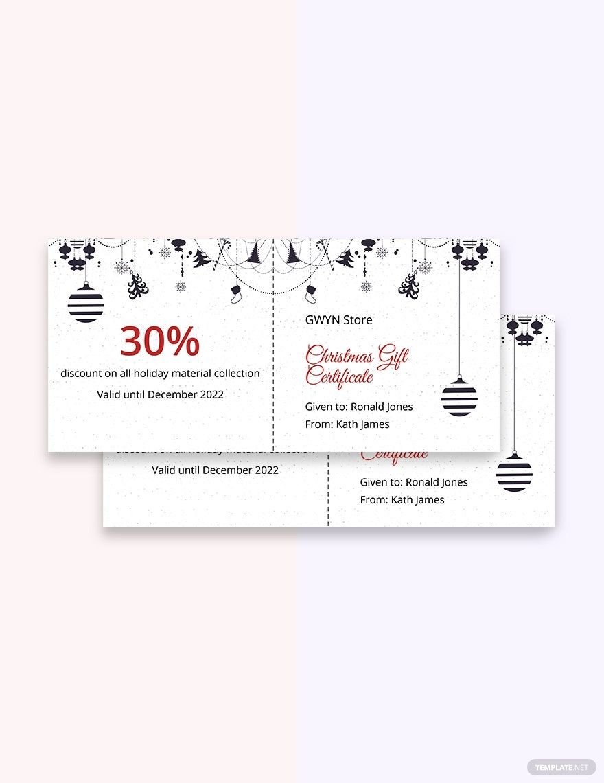 Sample Merry Christmas Gift Certificate Template