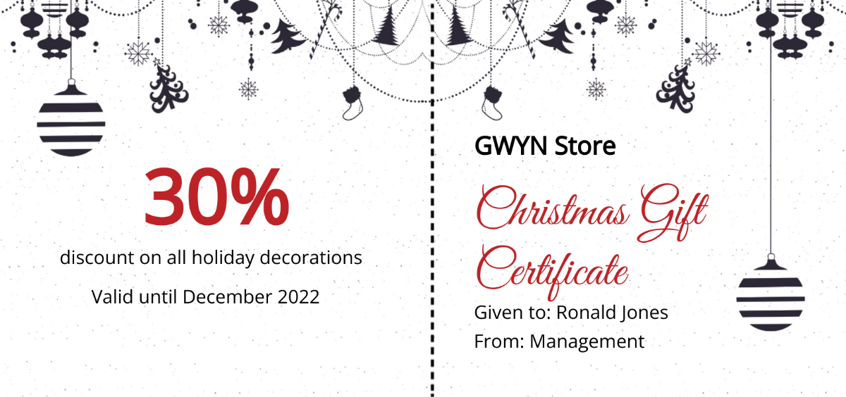 Sample Merry Christmas Gift Certificate Template