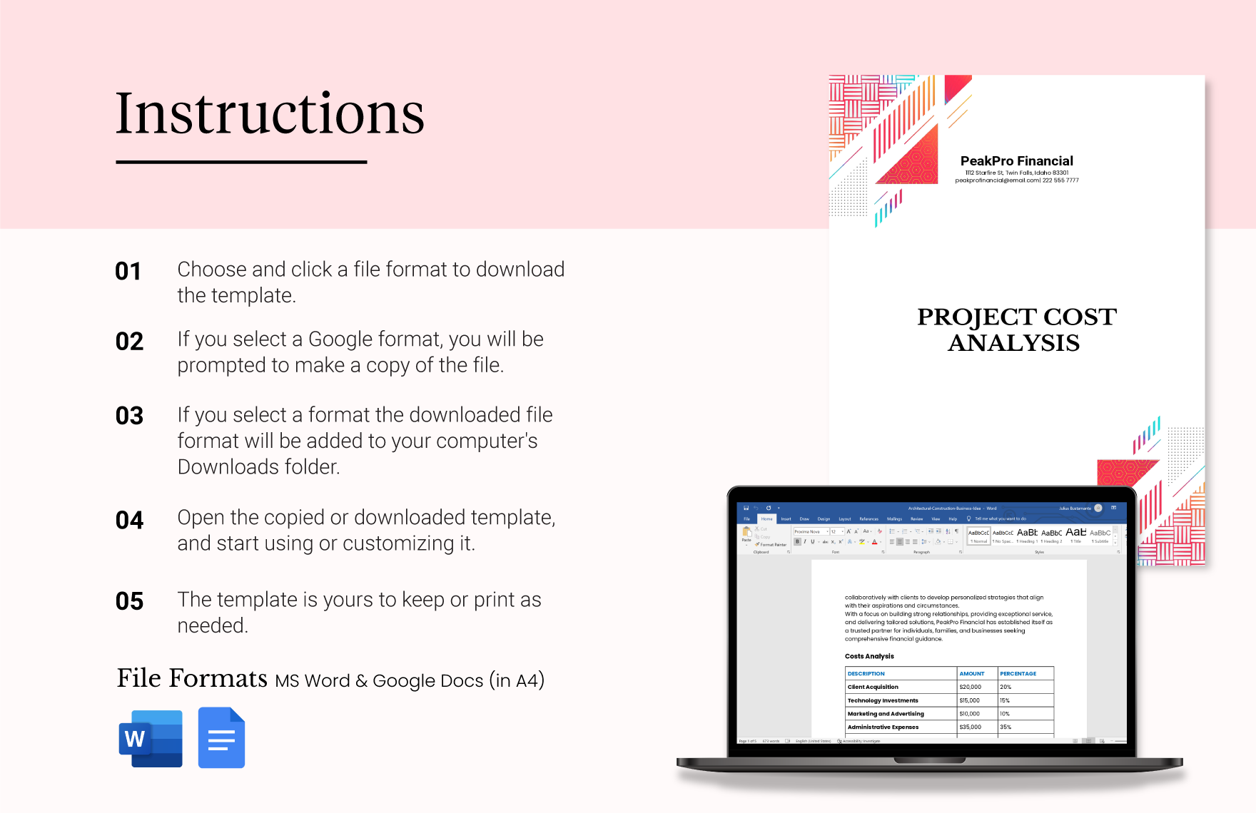 Project Cost Analysis Template
