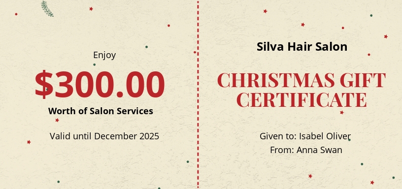 Minimal Christmas Gift Certificate Template - Google Docs, Word, Apple Pages, PSD, Publisher
