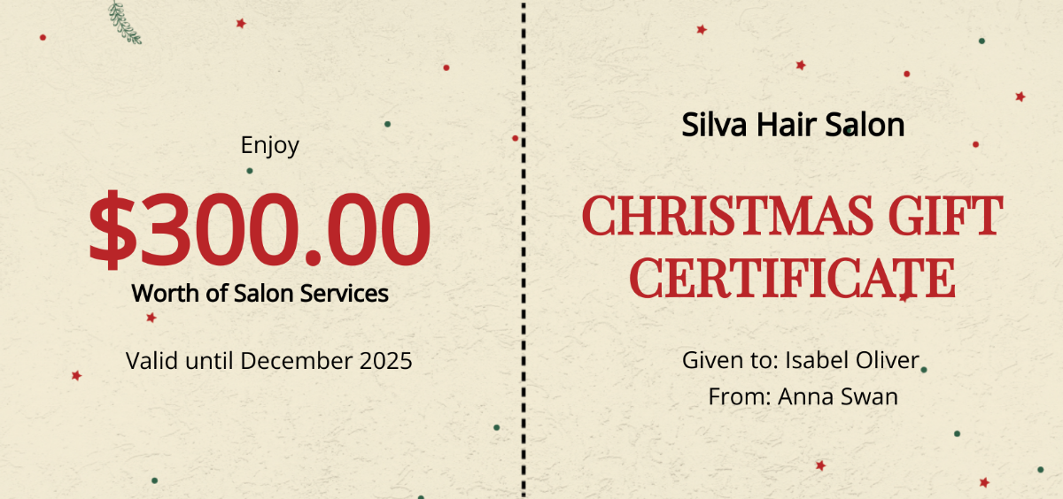 Minimal Christmas Gift Certificate Template