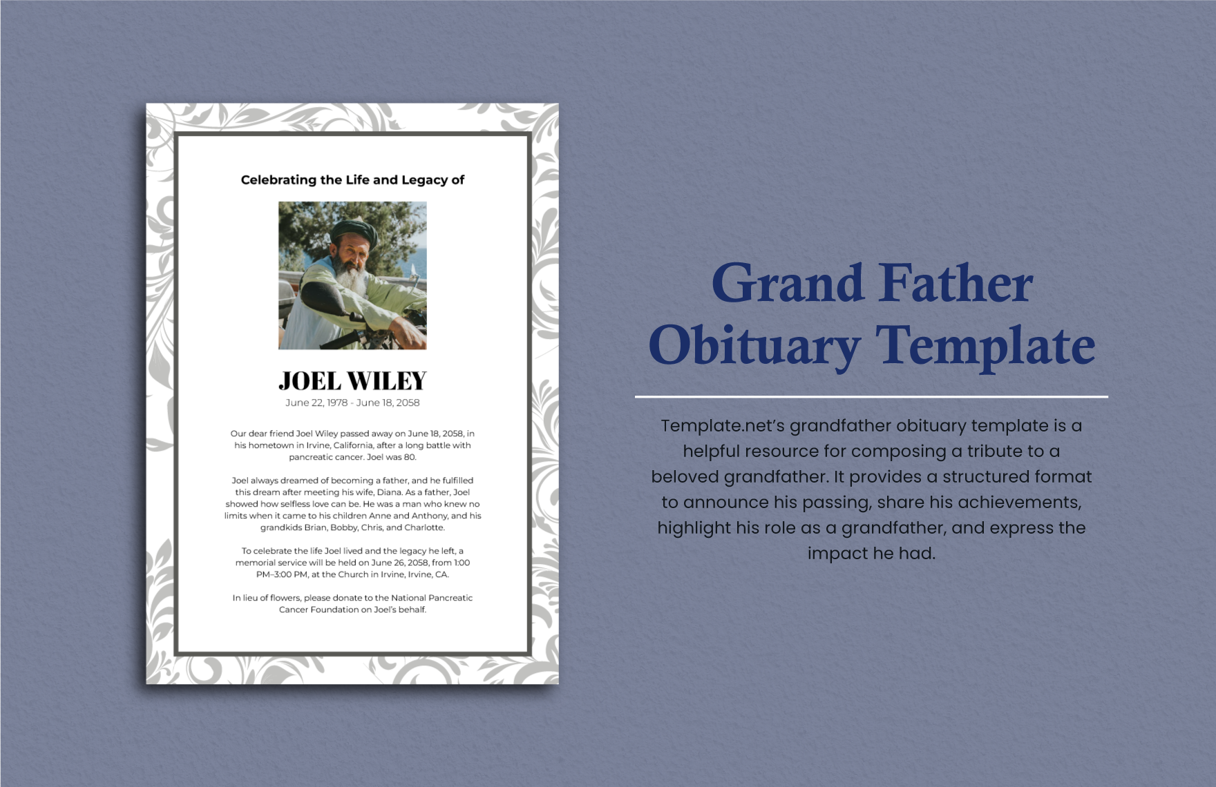 Grand Father Obituary Template
