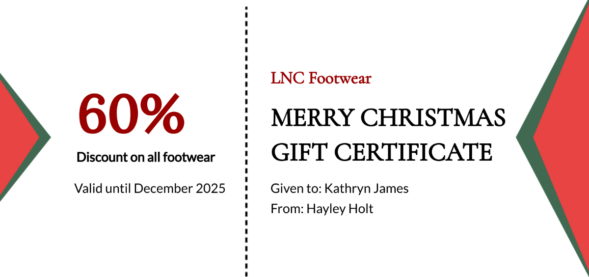 Simple Merry Christmas Gift Certificate Template