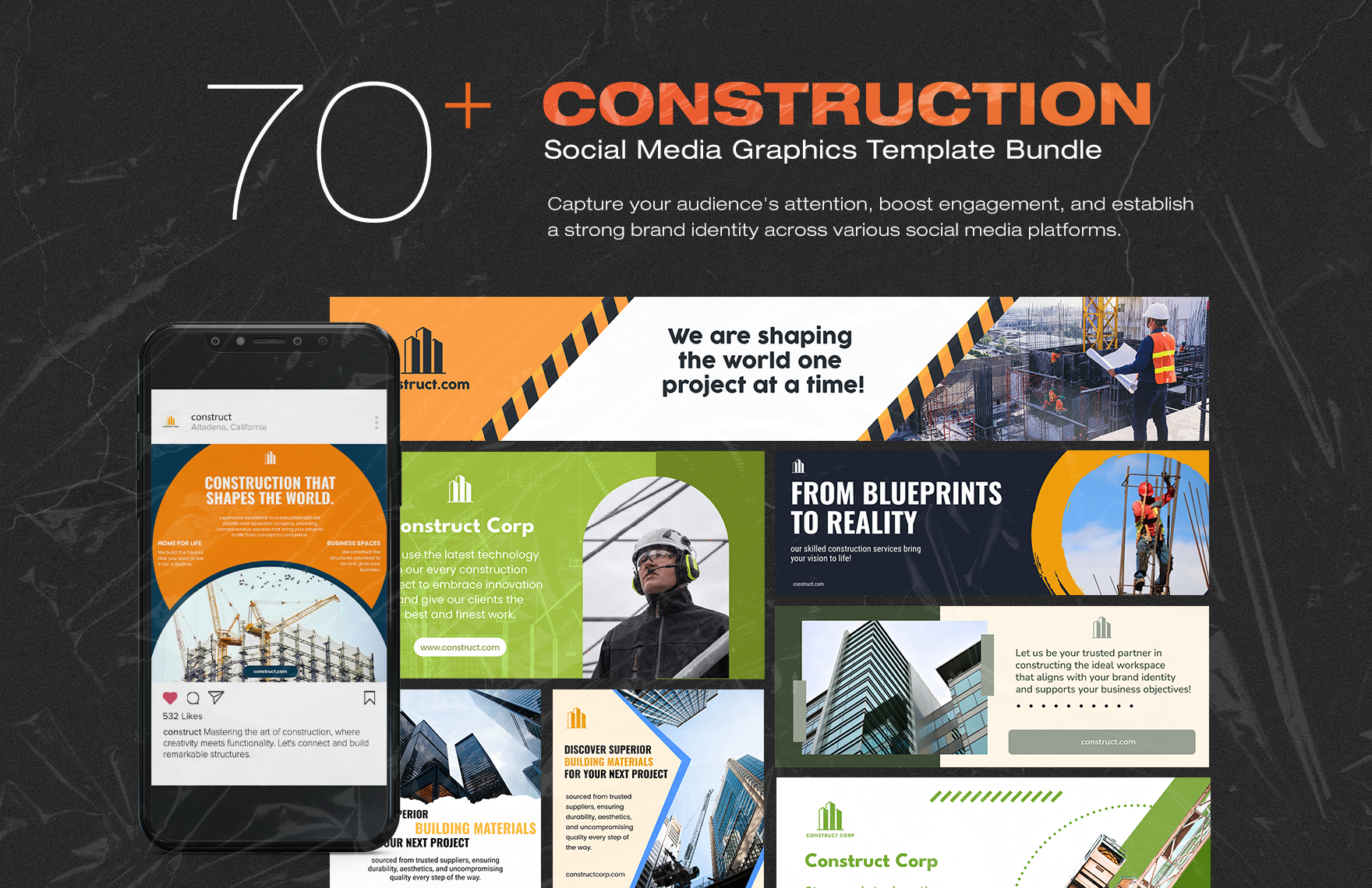 70+ Construction Social Media Graphics Template Bundle